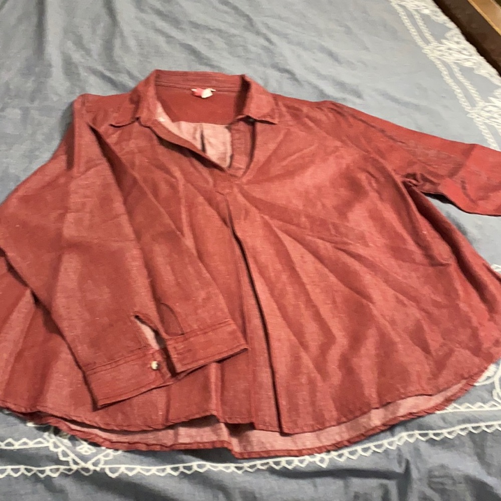 Red “denim” blouse